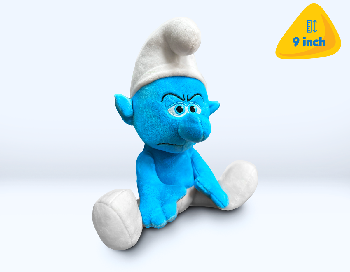 Grouchy Smurf - Sitting Plush Toy - 9 inch – 60out